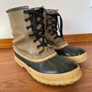 Vintage Sorel Arctic Pac Wool Kaufman Leather Rubber Snow Boots Womens 8.5